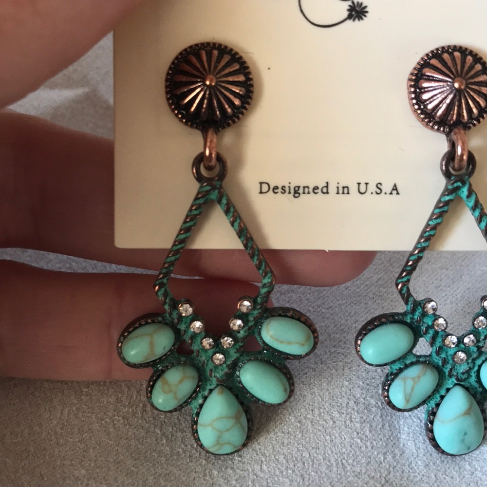 Turquoise dangle earrings - Picture 2 of 4